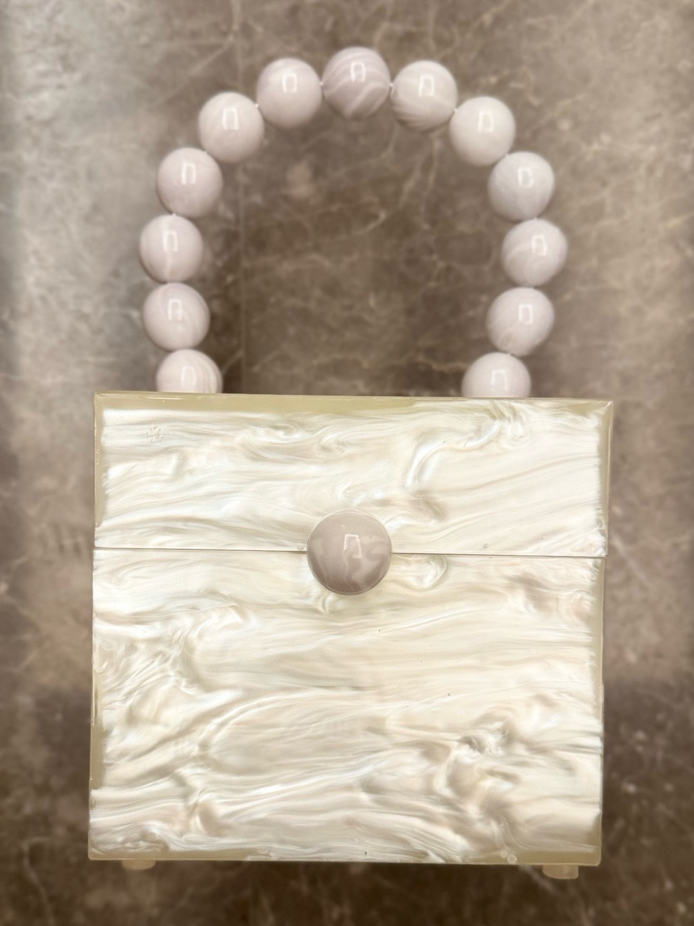 cult gaia Pearl EOS Box Bag in Cream and Peach